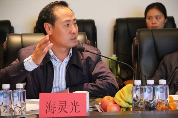 海南省內(nèi)蒙古商會會長、內(nèi)蒙古農(nóng)牧業(yè)產(chǎn)業(yè)化龍頭企業(yè)協(xié)會海南辦事處主任海靈光介紹對接情況.JPG